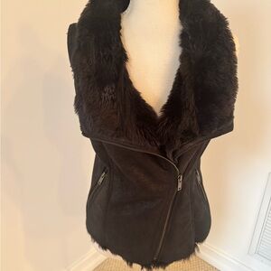 Banana Republic Black Faux Fur Vest